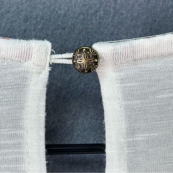 KNOX ROSE White Flowy Boho Short Sleeve Smocked Embroidered Breezy Blouse Size S - Picture 12 of 15